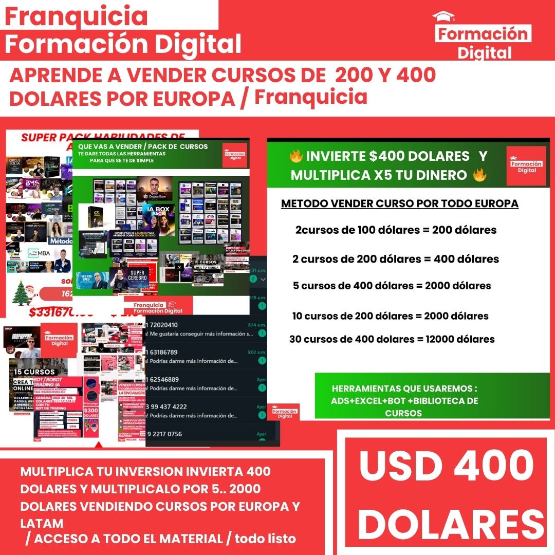 Franquicia de Formación Digital -(Aprende a vender en Europa con todo listo)